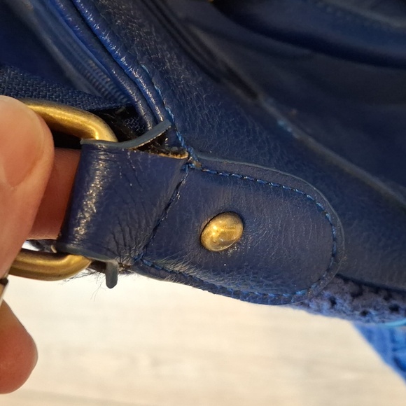 Darling Royal Blue Vegan Leather & Lace Overlay Purse Crossbody Bag - Picture 9 of 12